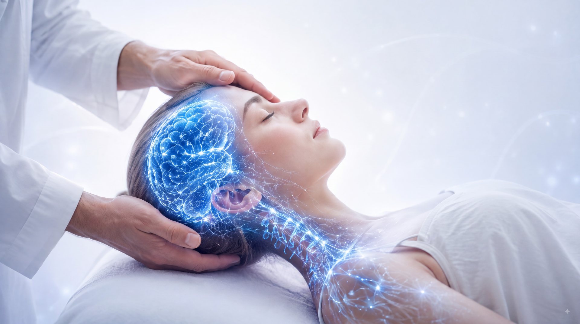 Craniosacral therapy with the brain and nervous system visualised